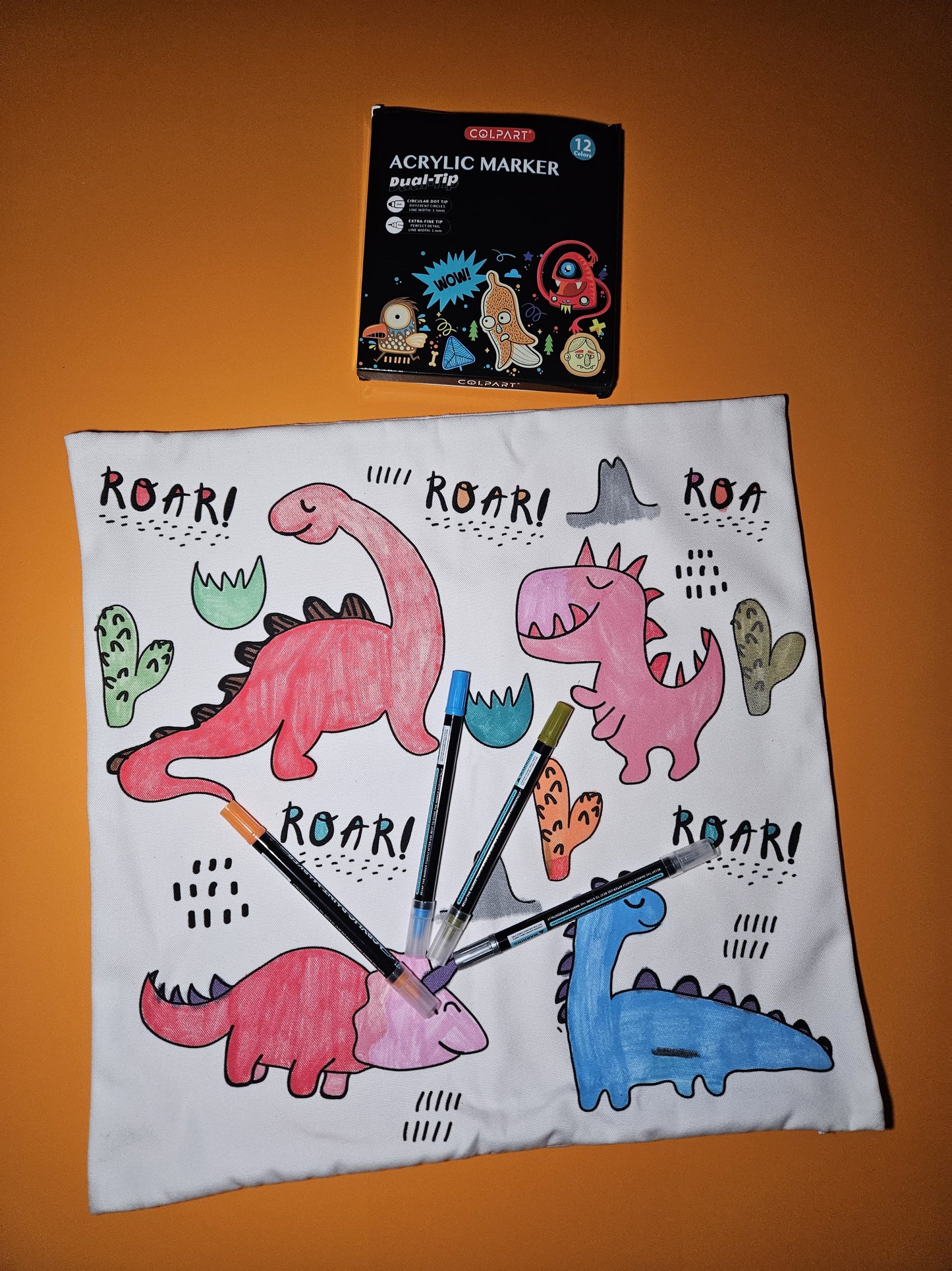 Dinosaur DIY Coloring Pillowcase