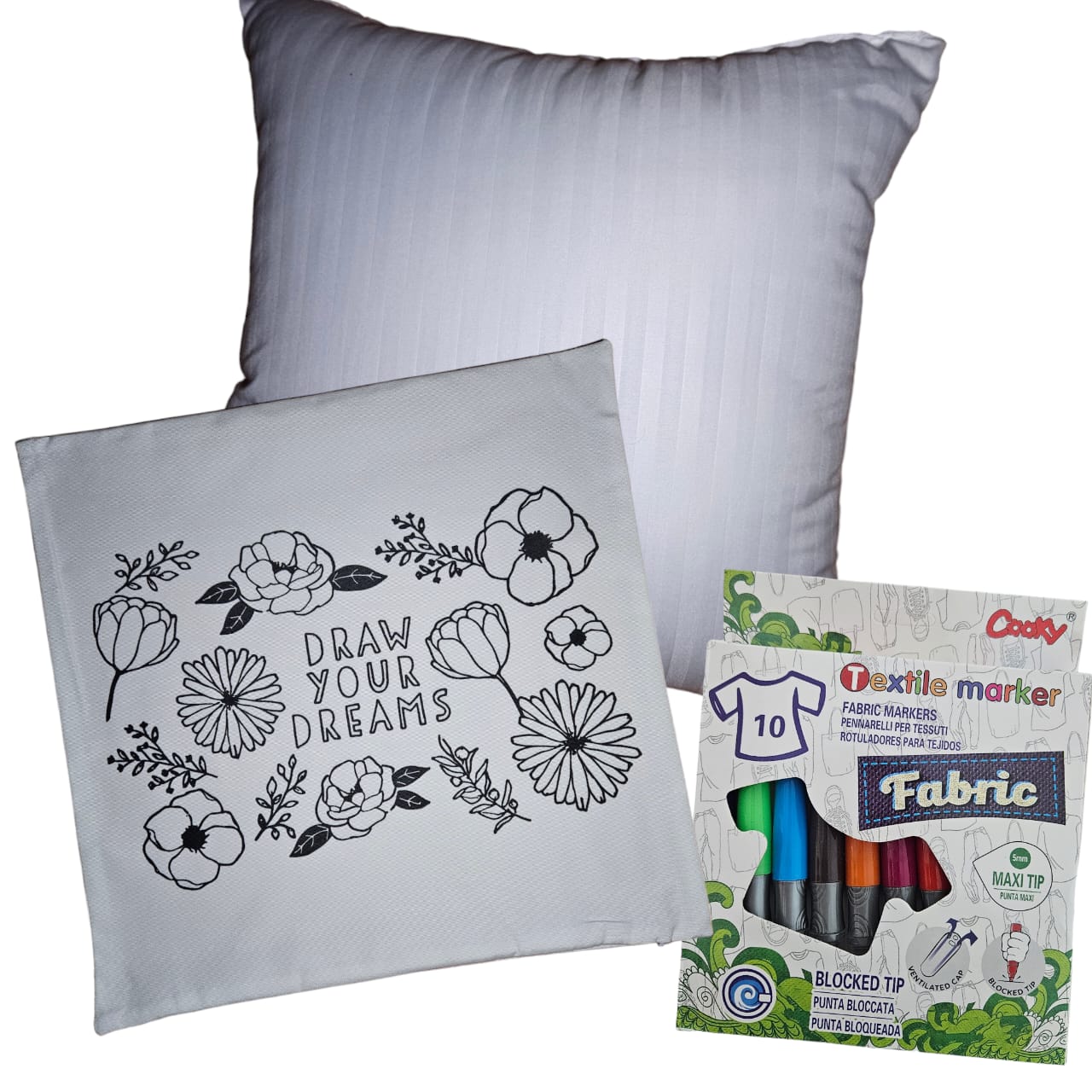 Bundle 2: Pillowcase + Fabric Markers Set + Pillow